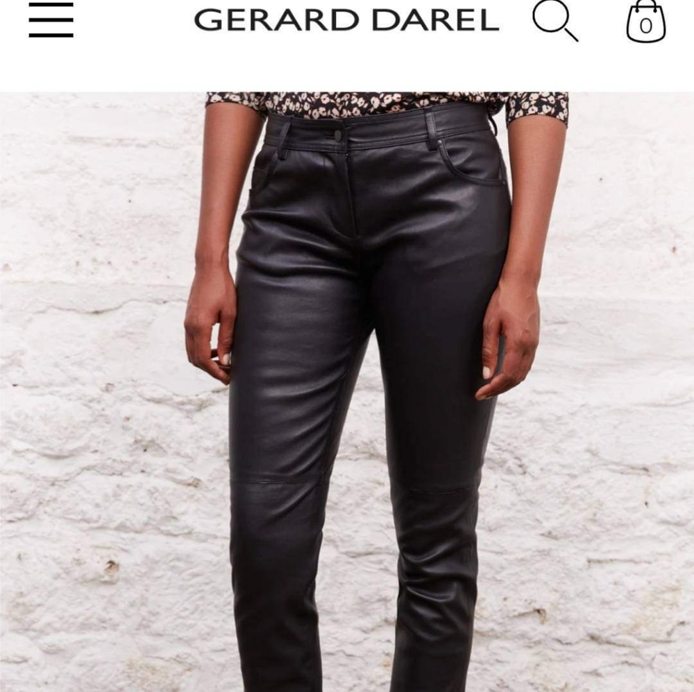 Gerard Darel Black Leather & Denim Jean Pants size 30